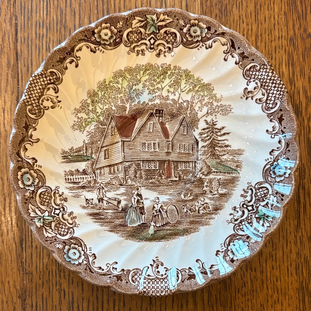 Heritage Brown and Cream Cottage Transferware Decorative Plate